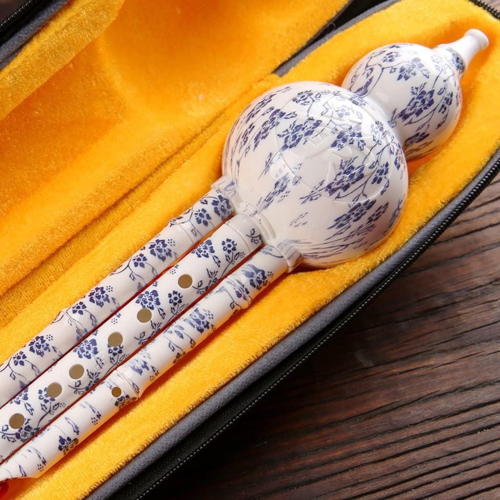 Flutes Musical Instruments Chinese Cucurbit Hulusi Gourd Flauta Hulusi C/Bb Tone Hulusi Folk Musical Instrument,Easy to Learn,Gift for Family and Friends (Color : Blue, Size : C-Key)
