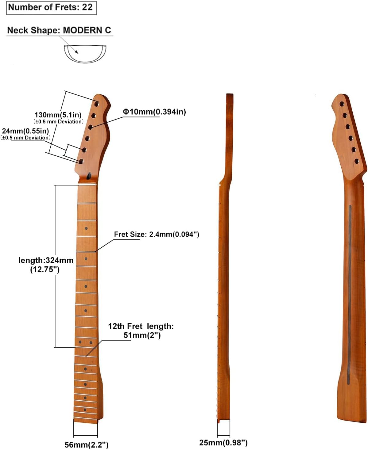 22fret Yellowish Matte 9.5