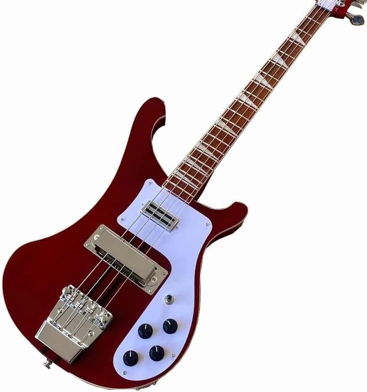 4-String Electric Bass Guitar - Vibrant Red Gloss Finish, 20-Fret Rosewood Fretboard - Neck-Thru Body Construction