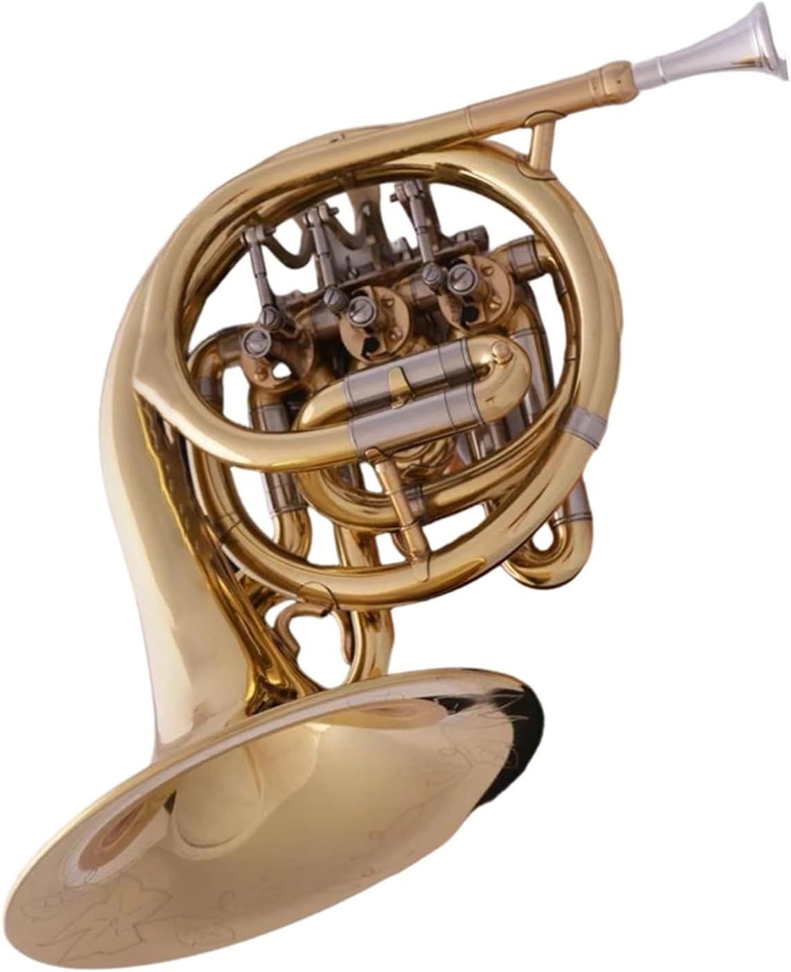 4 Key French Horn Gold Bb Mini French Horn Cupronickel Tuning Tube Cornet Engraving