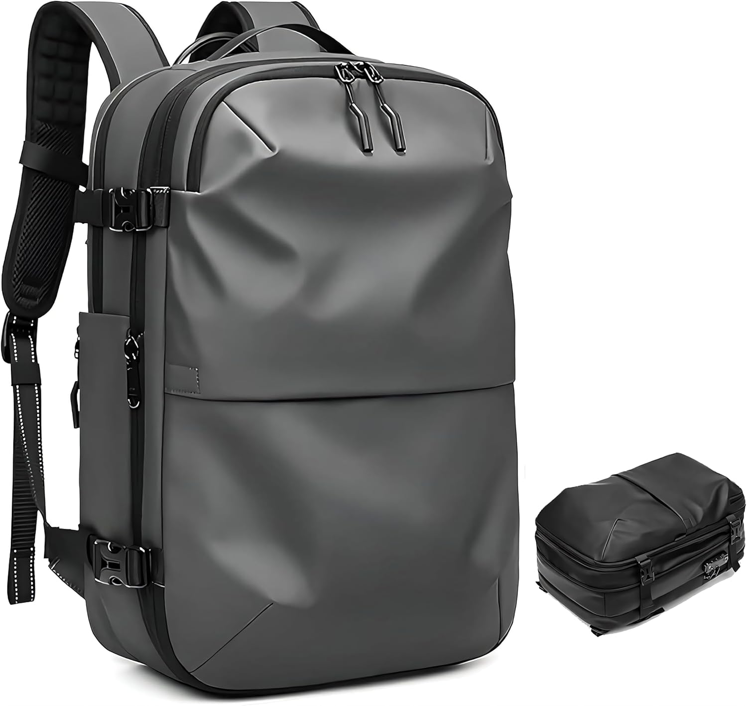 Backpack with Pump Vacpack Seal Air Packing Vacuum System Compression Vac Pack Airbag Airvac Backpack Expand for Travel (Dark Grey, No Air Pump)