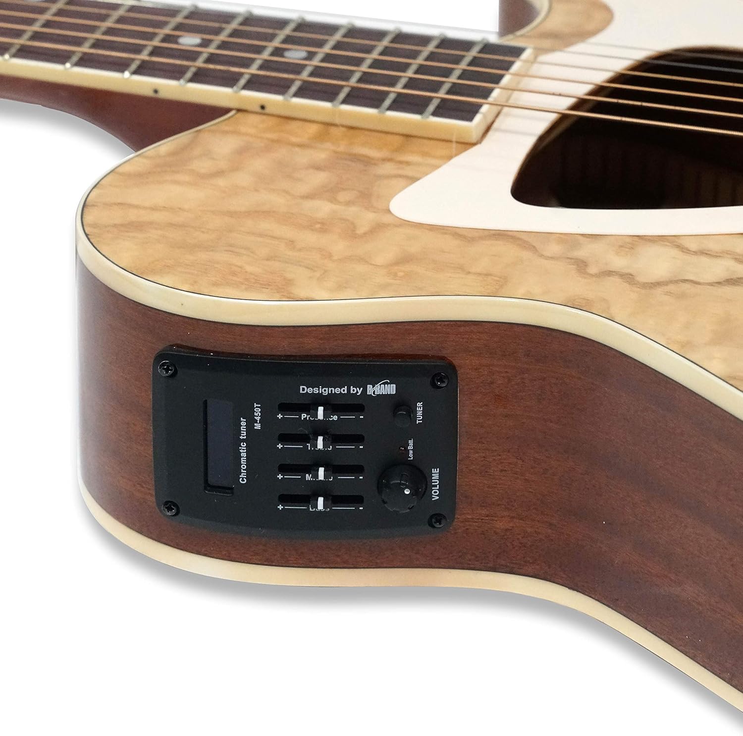 Gosila 39“ Acoustic Electric Cutaway Guitar, Thin Body, Built-In Tuner,ashwood gloss natural finish body