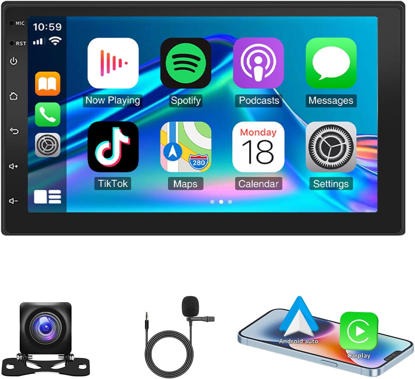 7inch Android 14 Car Stereo Radio for Isuzu NNR/NPR/NPS/NQR Truck Built-in with Carplay Android Auto Car Screen with Bluetooth WiFi FM/AM/RDS GPS Navigation Backup Camera 4+64G