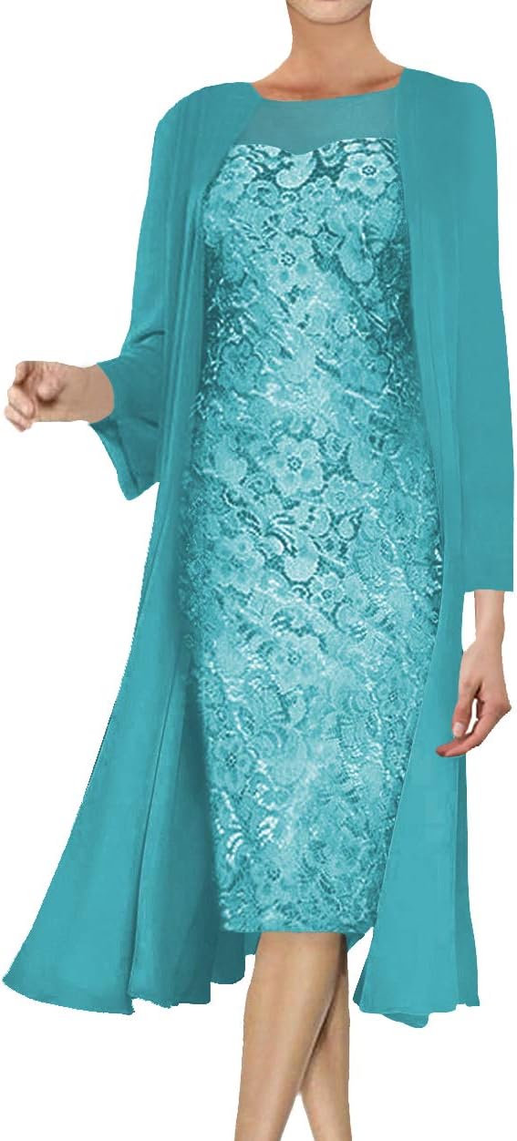 Mother of The Bride Dresses Lace Evening Formal Dress Chiffon Long Jacket Wedding Guest Groom Women's