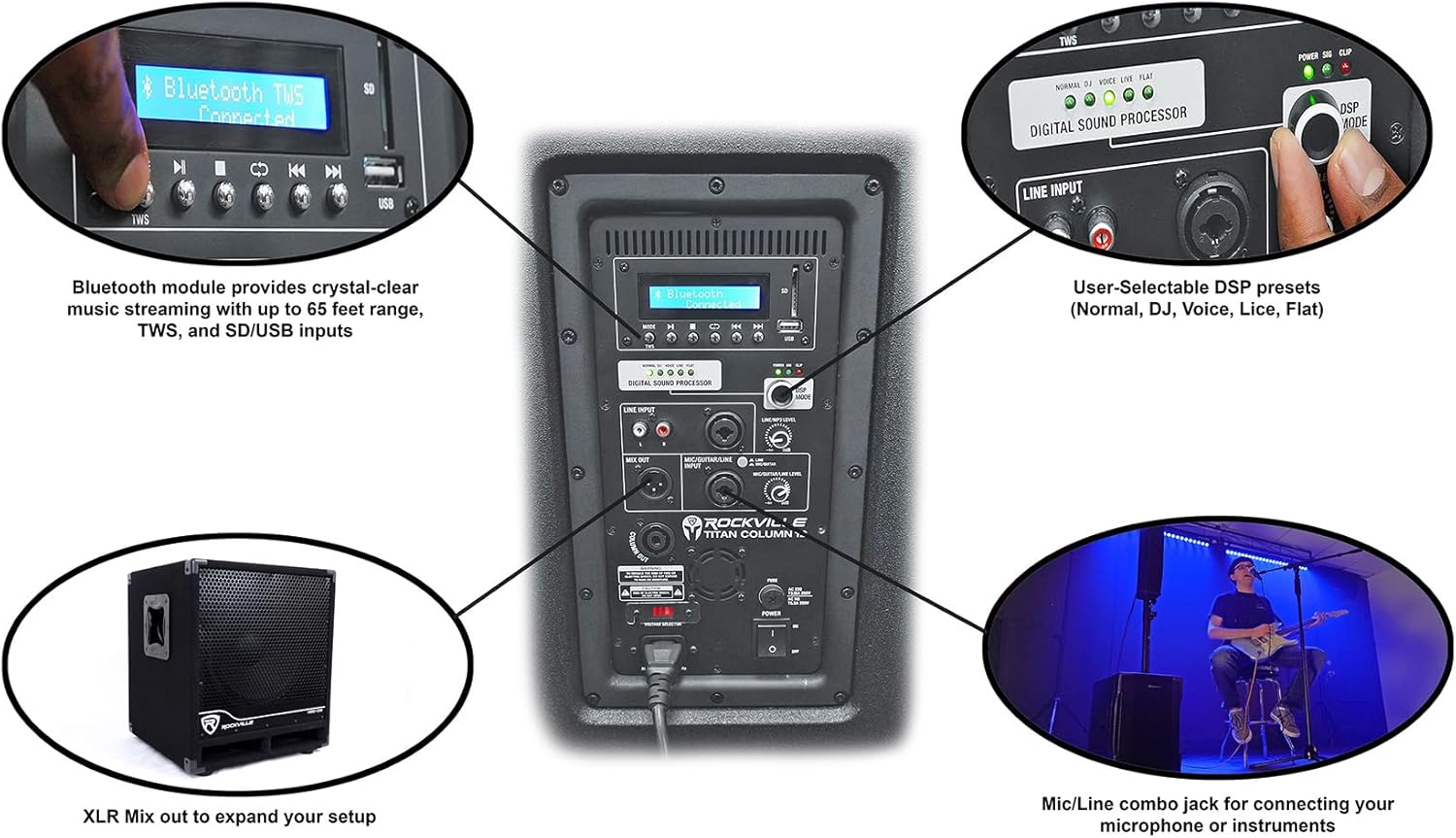 Rockville Bundle: (2) Titan Column 12 Pro/DJ Powered Array Speaker 12