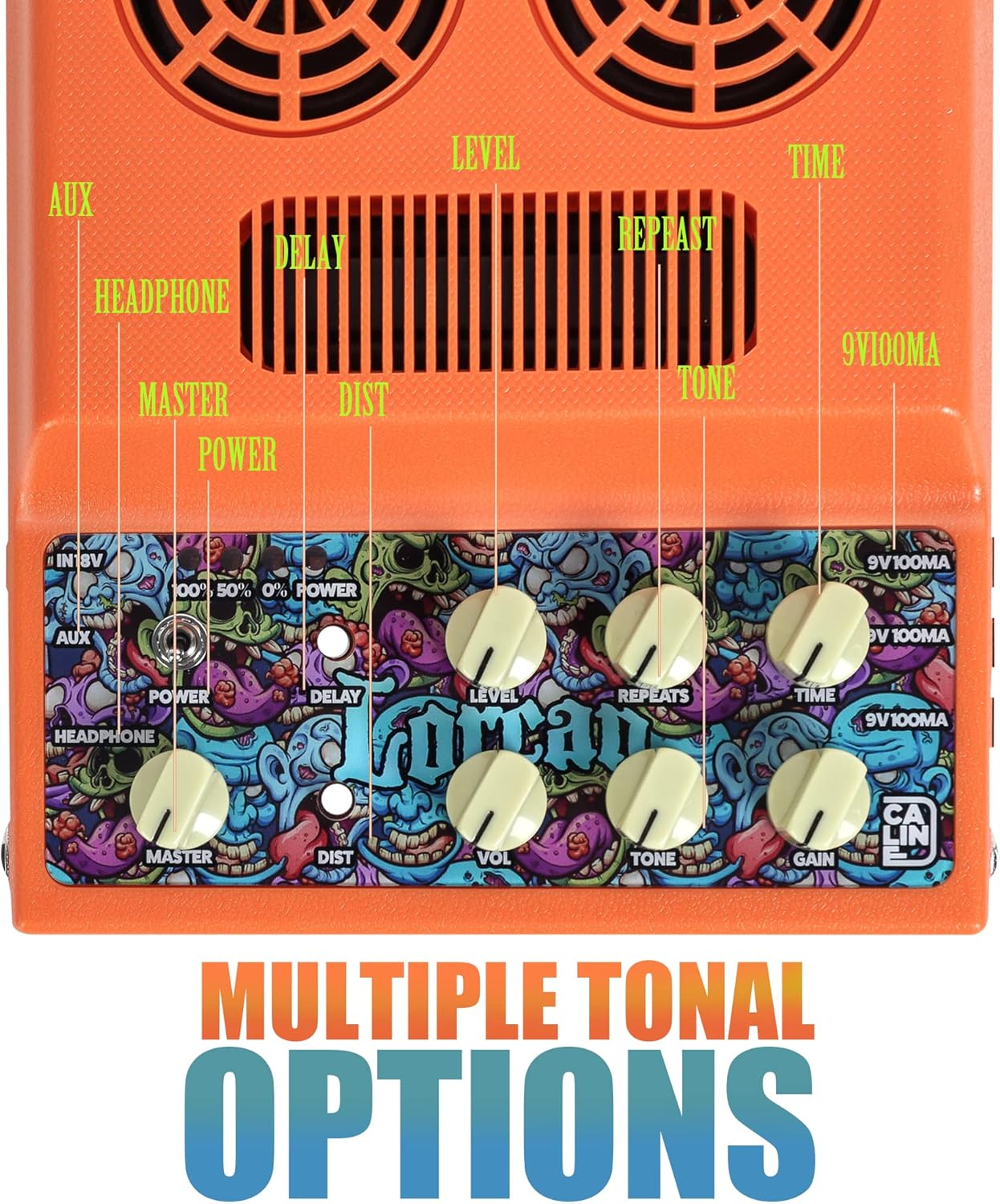 Caline 20W Electric Guitar Amp and Bass Amplifer Kits Rechargeable Mini Guitar Amplifer Combo for Desktop Practice with Distortion, Delay, Aux in and Headphone Jack