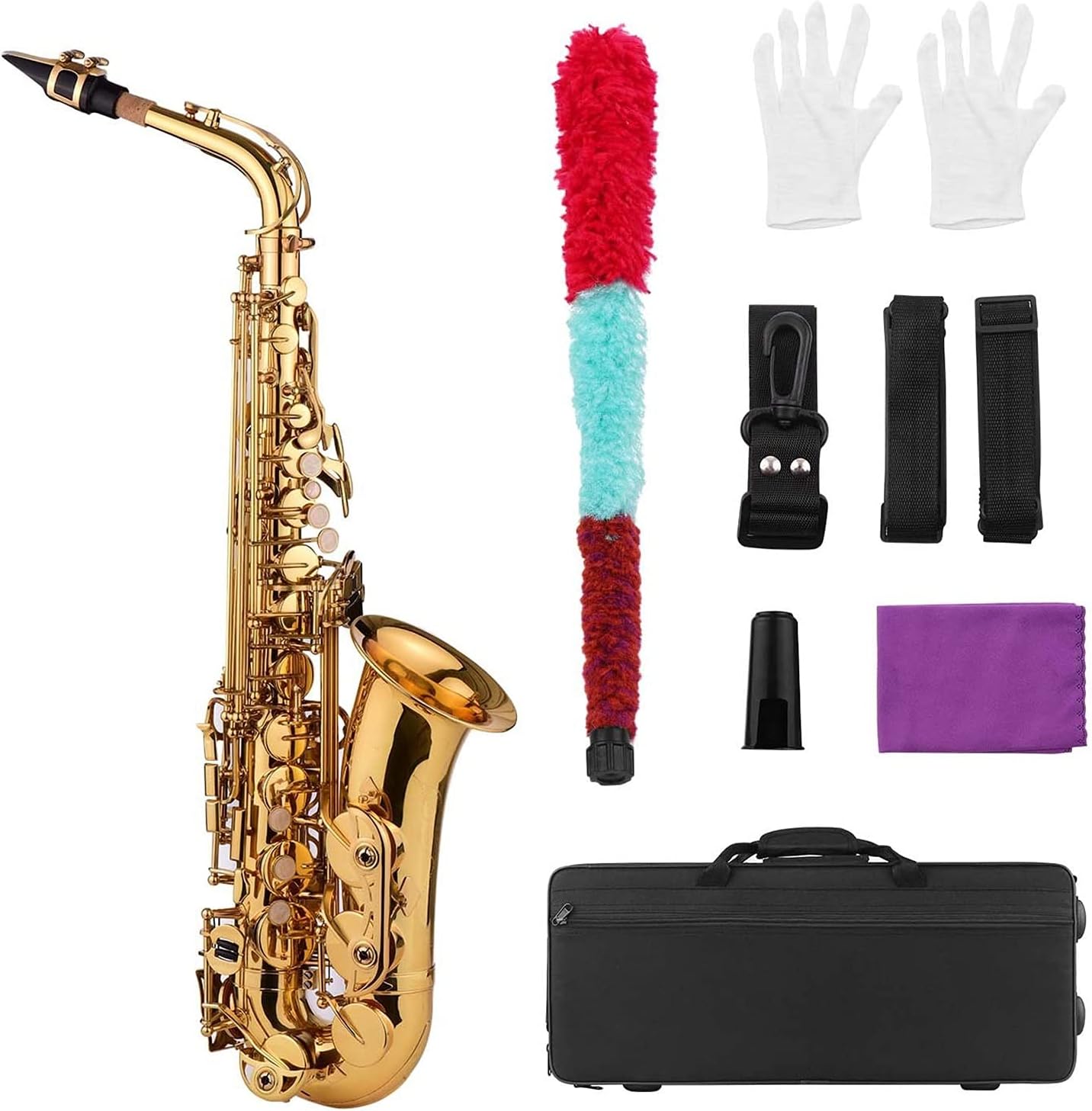 Antique Finish Bb Tenor Saxophone Sax Brass Body White Shell Keys Woodwind Instrument with Carry Case Gloves Sax Neck Straps Student Saxophone (Color : EB Alto Saxophone)