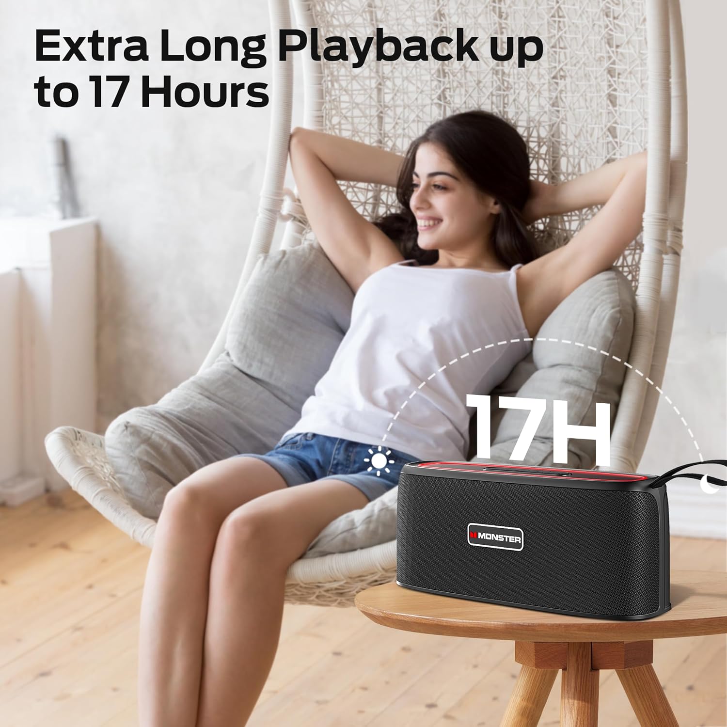 Monster Shock Portable Bluetooth Speaker, True Wireless Speaker, 30W Loud Stereo Sound, IPX6 Waterproof Speaker,17 Hours Playback,Speakers for Home/Outdoors/Travel,Gifts