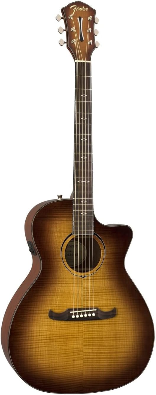 Fender FA-345CE Auditorium Cutaway Acoustic Guitar, with 2-Year Warranty, 3-Color Tea Burst