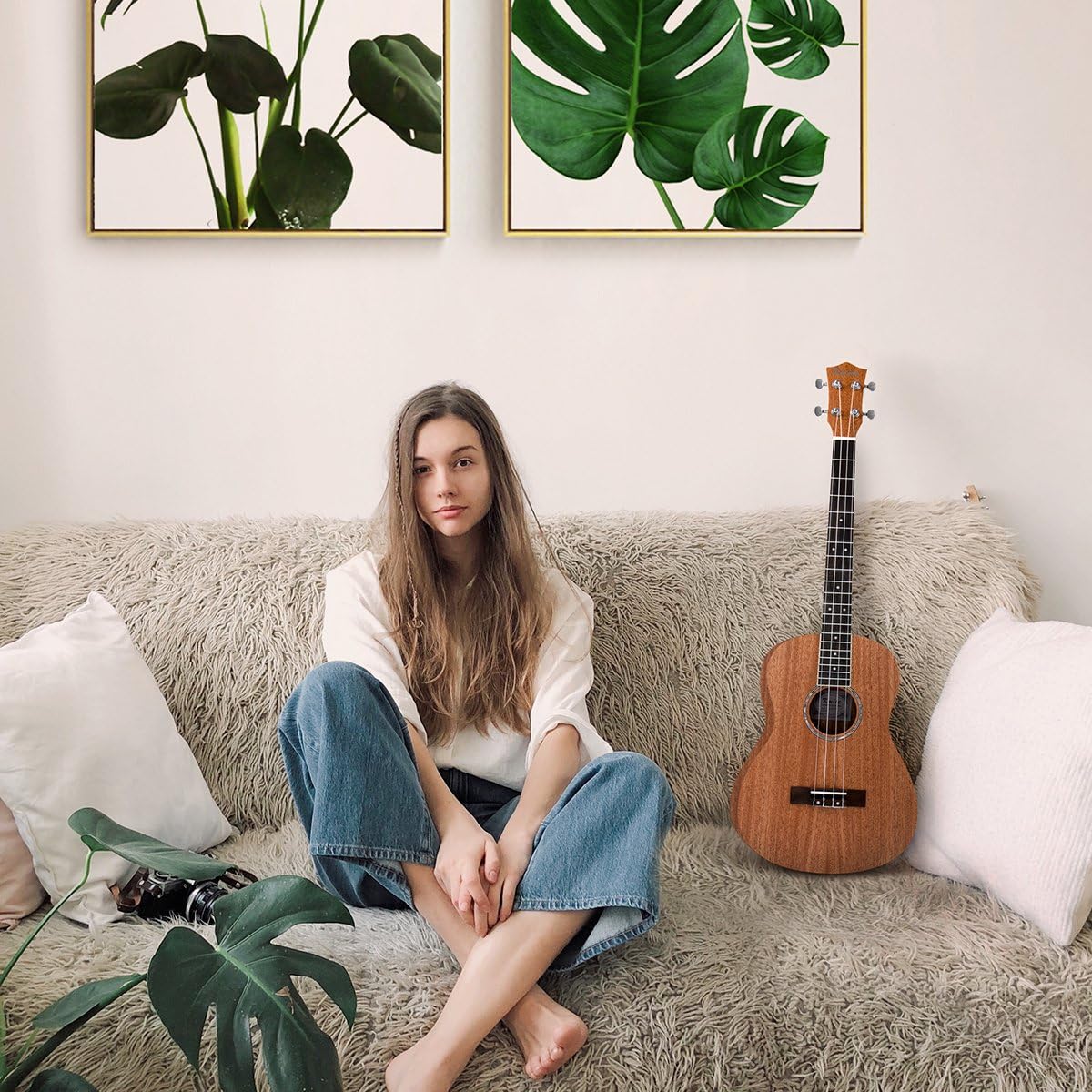 Kmise Baritone Ukulele 30 Inch Mahogany Ukelele 4 String Hawaii Guitar Uke G-C-E-A from Kmise