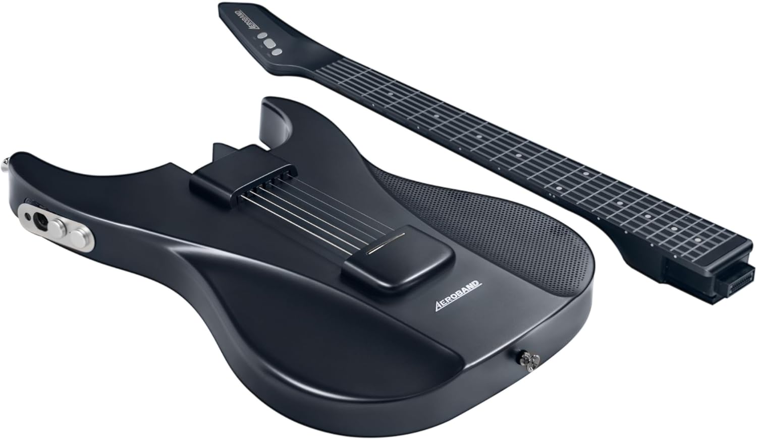AeroBand Guitar Smart Guitar With Silicone Strings, Travel Silent Guitar With Detachable Fretboard, Headphone Jack, Built-in Speaker and Drum system, Aeroband APP Play, MIDI