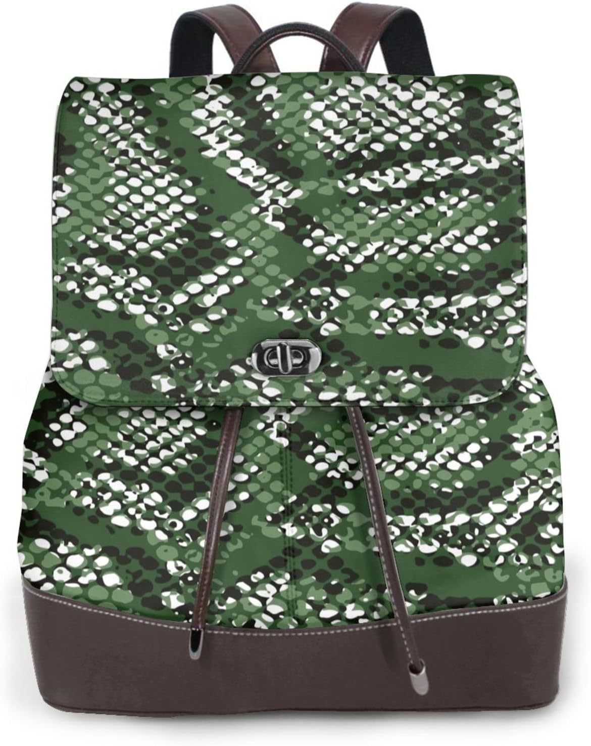 Green Snakeskin for Womens Backpack Purse Microfiber PU Anti-theft Large Fashion Designer Travel Bag Ladies Shoulder Bags