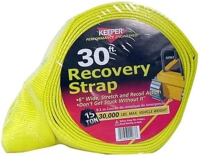 KEEPER 02963 6X 30' Vehicle Recovery Strap with Loops