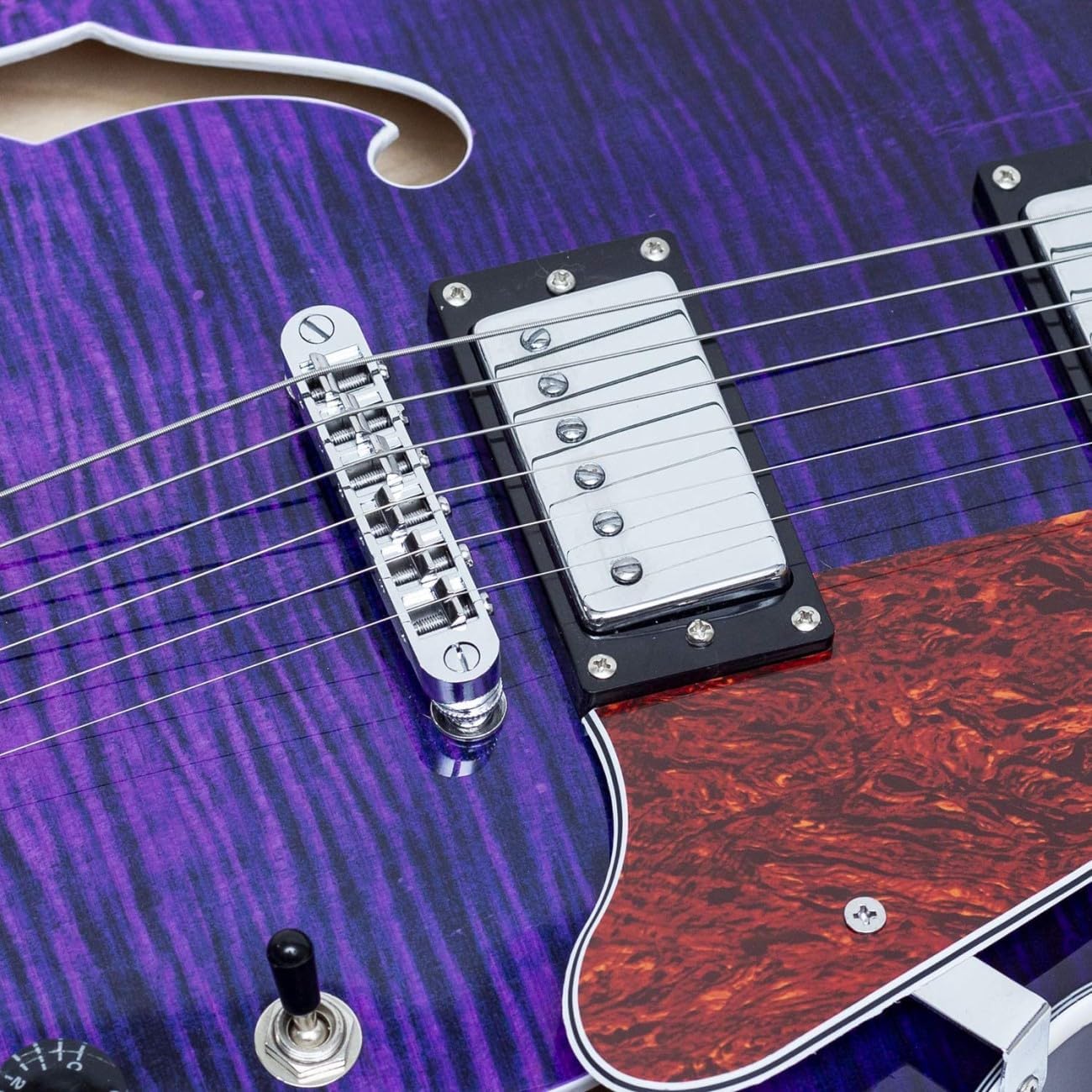 GT335-Electric Guitar with Humbucker Pickups, Ash Wood Body, Maple Neck, Rosewood Fretboard, 7 Strings, Green (GT335-02-purple)