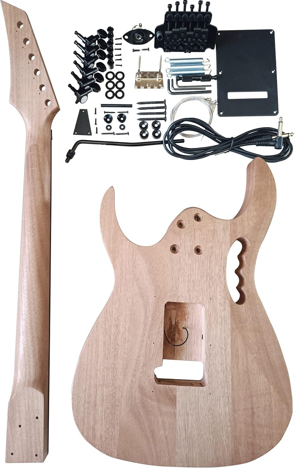 HENGYEEDIY Electric Guitar Kits in IBZ Style - Mahogany Body and Neck - Rosewood Fingerboard and All Components Included (7V)