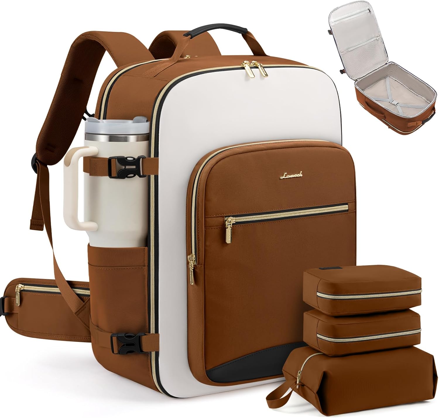 LOVEVOOK 56L Travel Backpack for Women & Men, Airline Approved Carry On Luggage with 3 Packing Cubes, TSA Overnight Bags, Waterproof Personal Item Bag, Weekender Essentials Backpacks fits 17