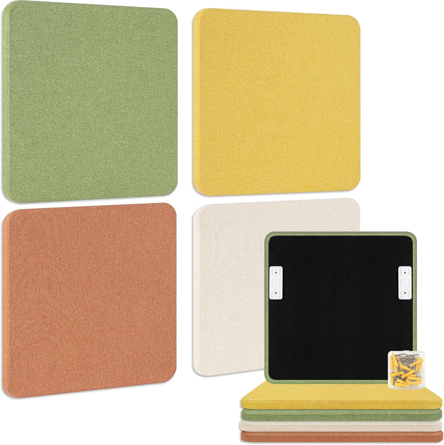 BUBOS 4 PCS Fabric Acoustic Panels 23.6''x23.6'' Decorative Sound Dampening Panels, Sound Absorbing Panels for Studios, Office, Home Theater,Ember