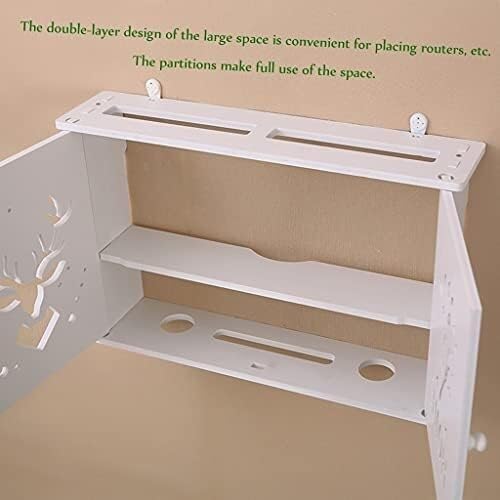 Router Storage Box,Wall Mount WiFi Router Stand Floating Wall Mounted Shelf 2 Tiers Set-top Box Supports Home and Office WiFi Router Adjustable Cable Box Stands (Color : White, Size : 48 * 1