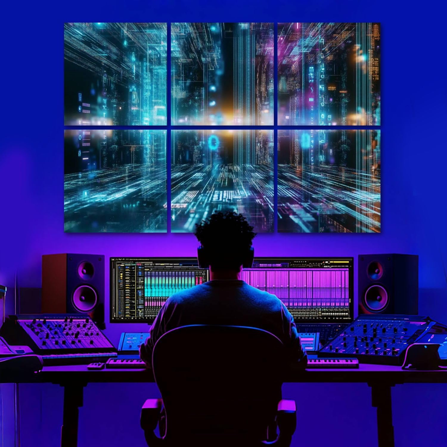 6 Pack Art Acoustic Panels Datalake Big Data Warehouse Data Lake Platform Analytics Technology Soundproof Wall Panels, 48