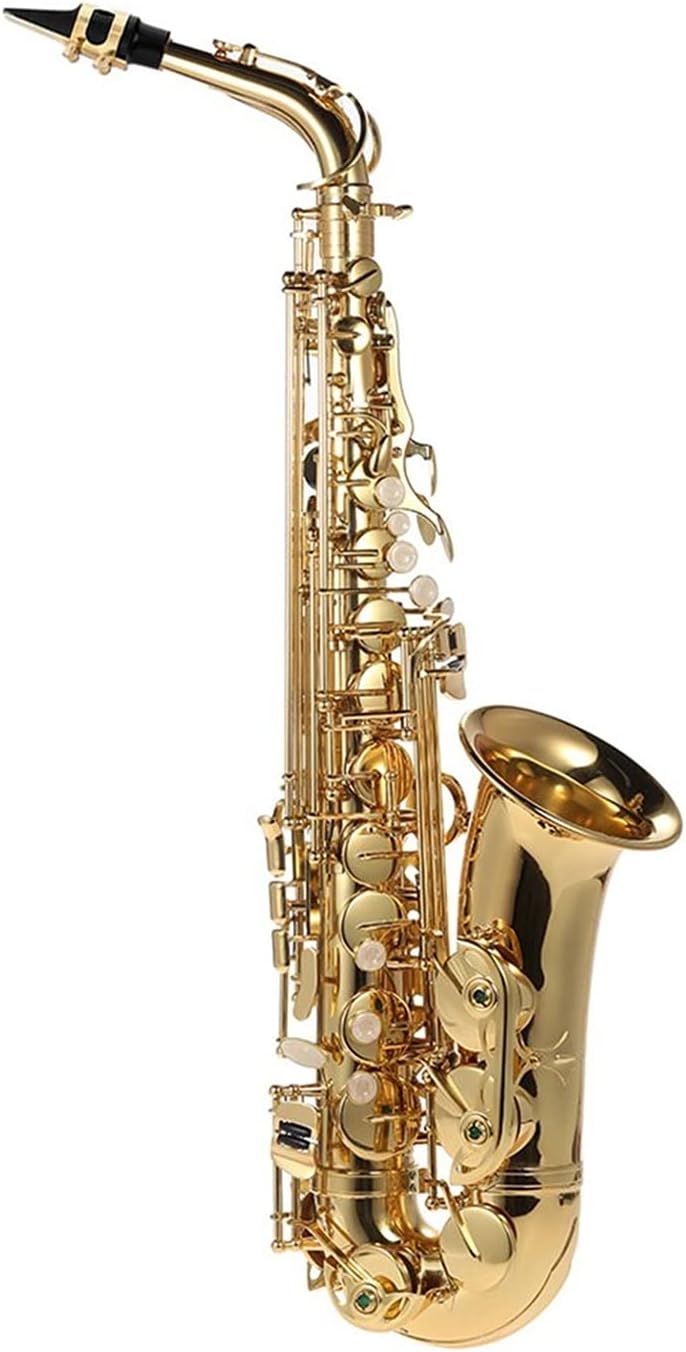 EB Alto Saxophone Brass Lacquered Gold E Flat Sax 802 Key Type Woodwind Instrument with Cleaning Brush Student Saxophone