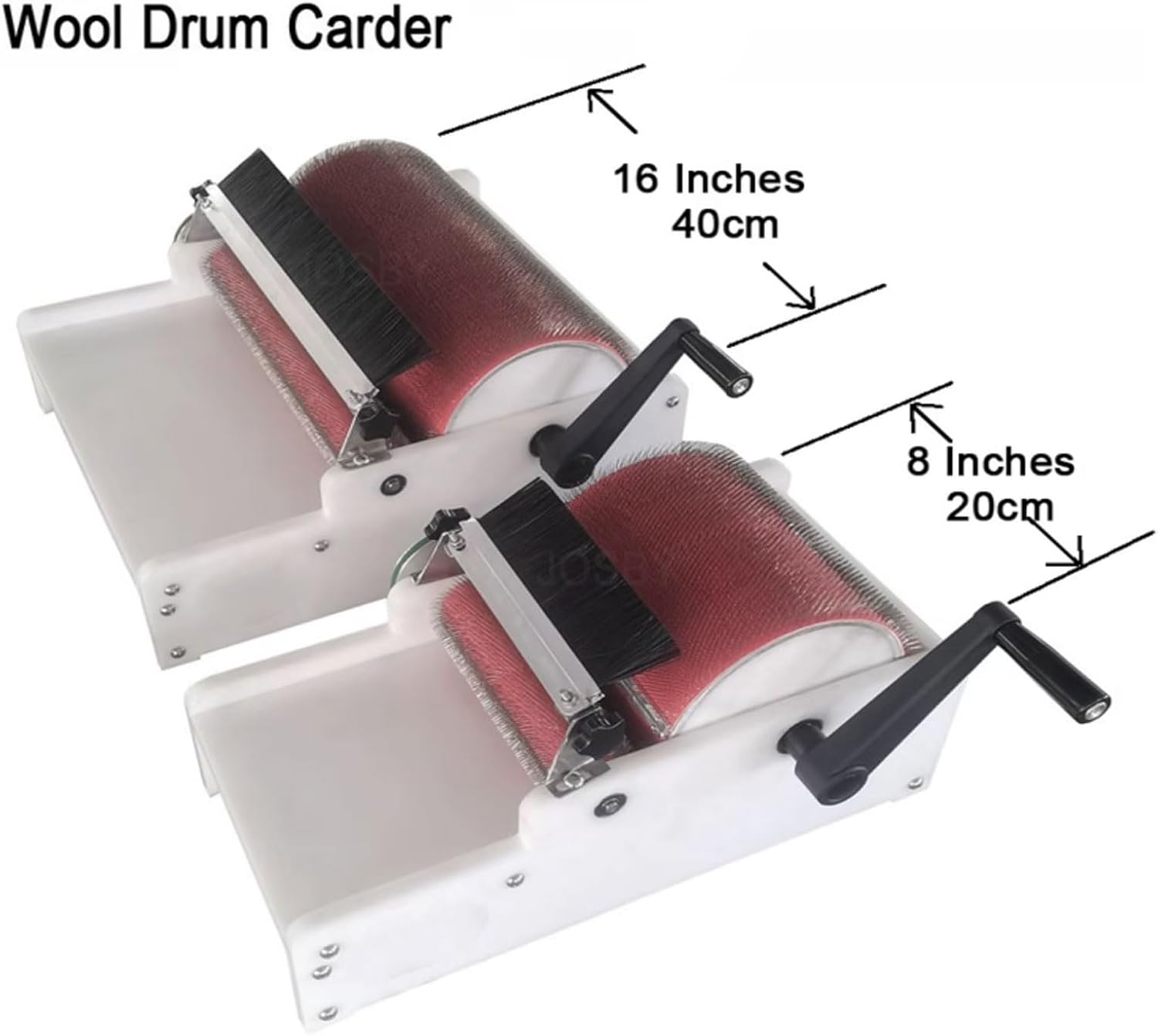 Manual Wool Drum Carder, Wool Fiber Carding Machine, DIY Wool Felt Machine, Wool Blending Board Carding Brush Set (16 inches)