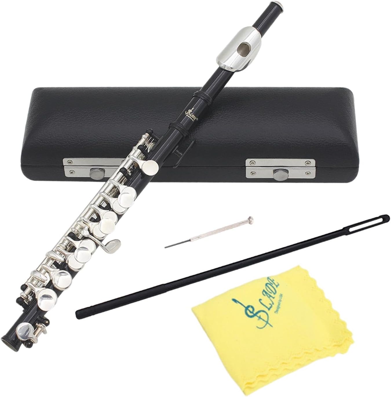 C Key Piccolo Lightweight Easy to Play Woodwind Instrument 16 Hole Flute for Stage Performance Practice Classroom Beginner, Black
