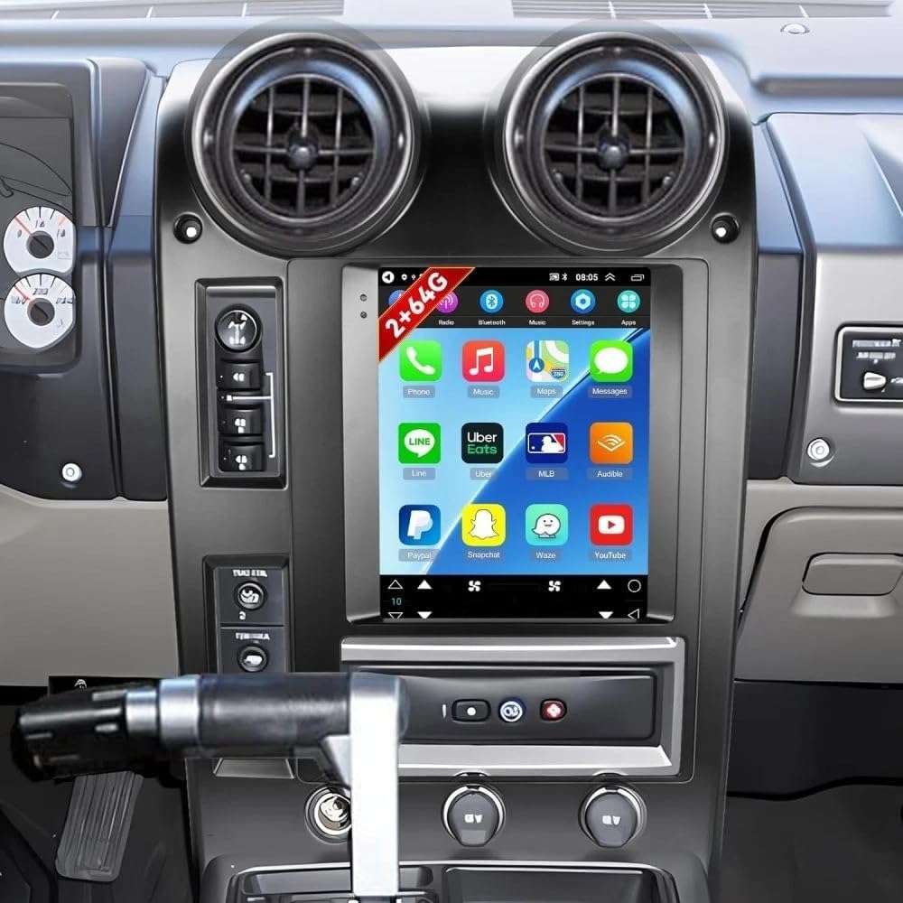2+64G Double Din Car Stereo for Hummer H2 2002-2007 with Wireless CarPlay and Android Auto, 9.7 Inch IPS Touchscreen Android 15 Car Radio Support Bluetooth WiFi GPS SWC FM RDS
