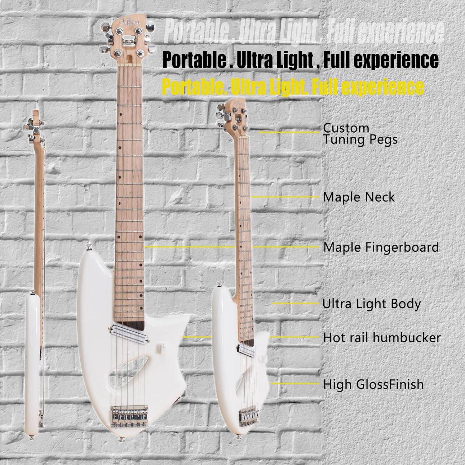 Aliyes Light Electric Guitar For Travel,Full 25 1/2