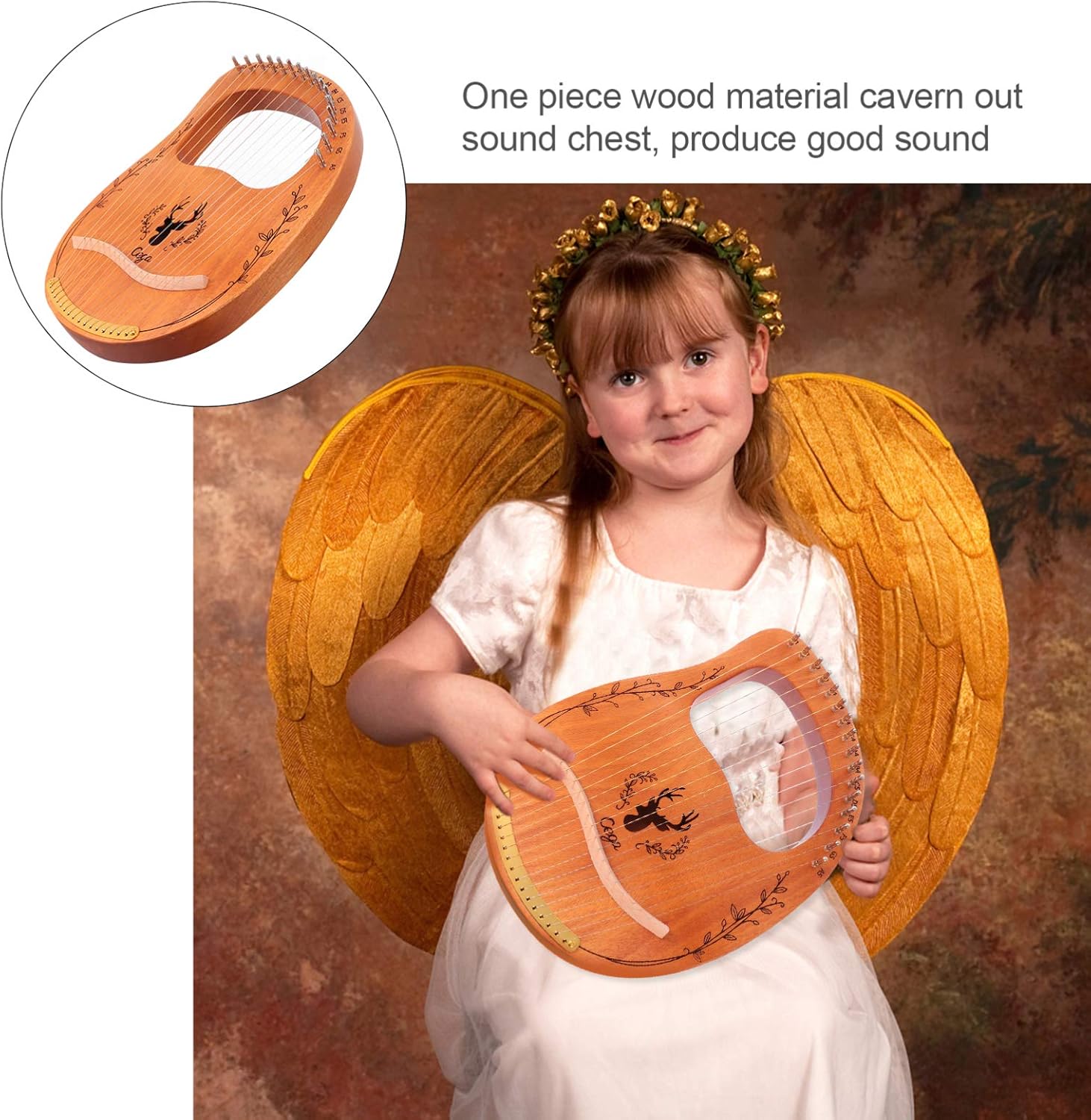 VICASKY 1set String Lyre Harp Portable Handheld Wooden Musical Instrument for Beginners Delicate Design for Relaxation and Enjoyment Music