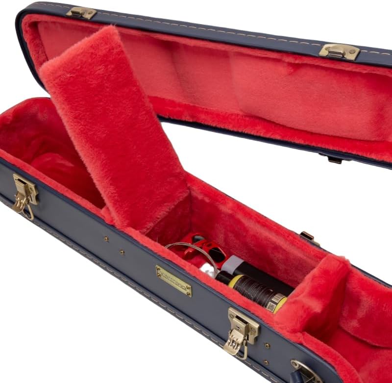 Crossrock Relief Series Banjo Case for 5-String Resonator | Carved Ocean Blue Finish, Deep Scarlett Velvet Interior, Lock – Premium Wooden Hardshell