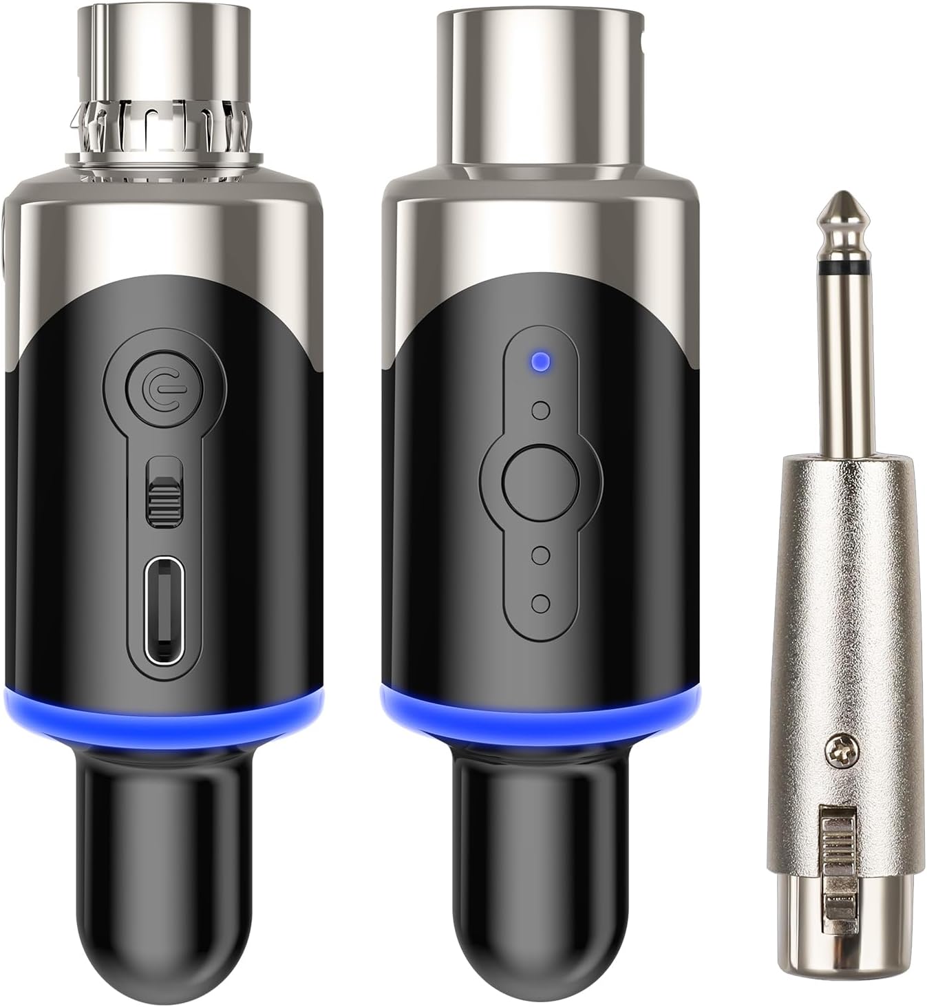 4-Channel UHF Wireless XLR Microphone System - Plug-on Transmitter & Receiver Adapter for Dynamic Microphones, PA Systems, Audio Mixers & DSLR Cameras