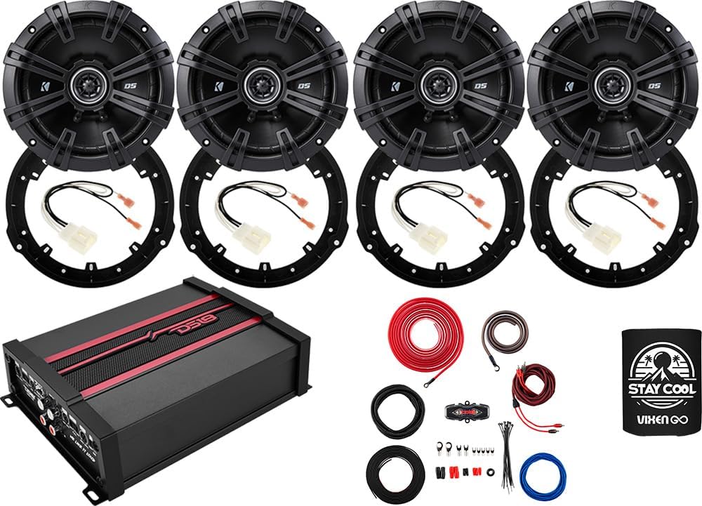 Kicker Speakers 6.5 inch for Ford Fusion 2013-2020 Upgrade Kit - 4 Pack of DS Series with Amplifier, Amp Kit, Adapters and Harness, Coaxial 6 1/2 Car Audio Front and Rear Door Speaker DSC650,43DSC6504