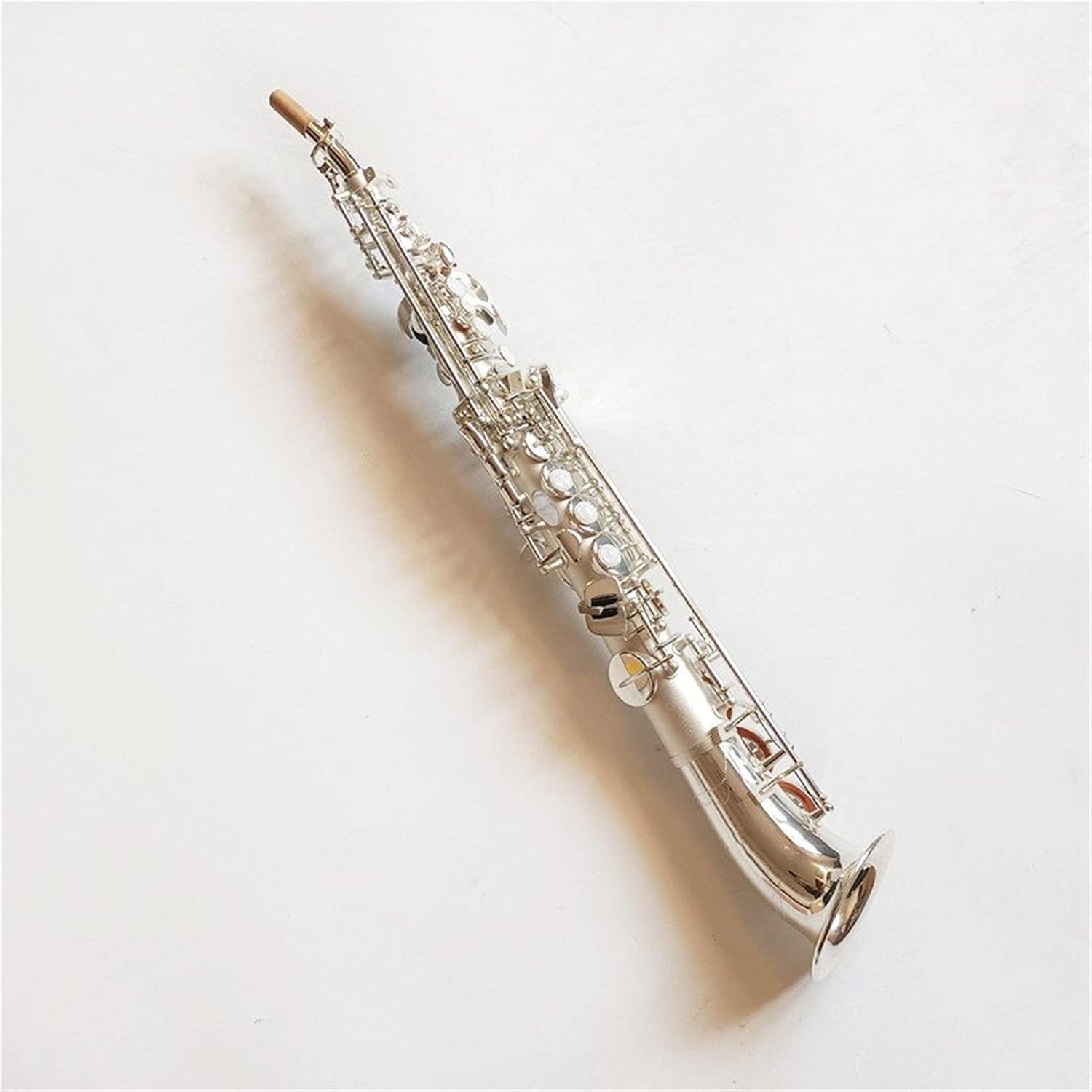 Made in Japan Soprano Saxophone Bb Brass Lacquered Body and Keys Mouthpiece Reeds Neck with Case Student Saxophone (Color : Silver)