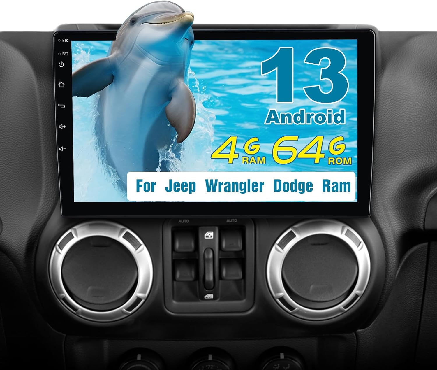 Junsun 8Core 64GB Car Radio Stereo for Jeep Wrangler JK 2007-2018 Dodge Ram 2009-2012 Compass Grand Cherokee with CarPlay Android Auto