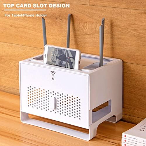 Router Storage Box,Wall Mount Floating Shelf WiFi Router Storage Box Decorative Storage Rack Cable Organizer Box Tv Accessories Stands (Color : B, Size : 31.5x21x23cm) (B 31.5x21x23cm)
