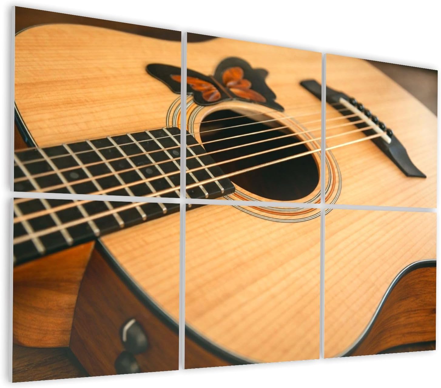 6 Pack Art Acoustic Panels Self Adhesive Acoustic guitar wood Decorative Soundproof Wall Panels Sound Absorbing Panel 48