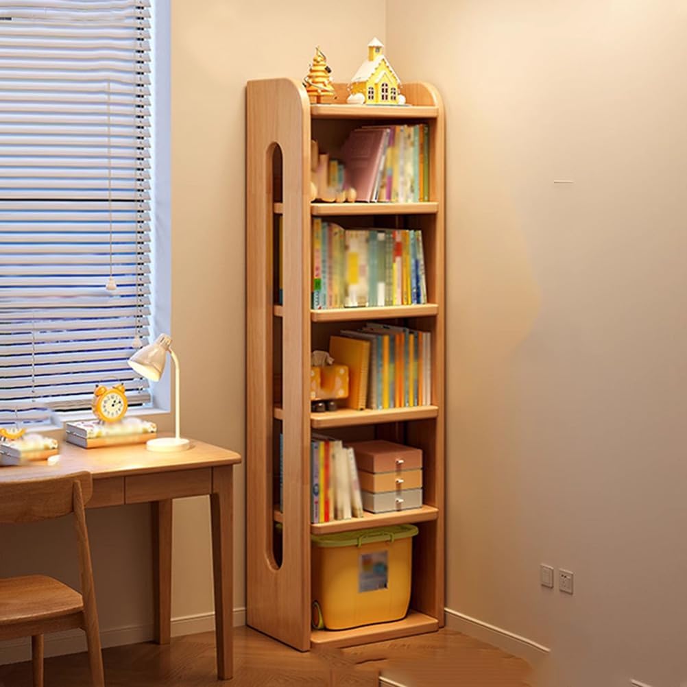 Narrow Storage Organizer Bookshelf Solid Wood Bookcases with Open Display Shelves for Toys and Books Space-Saving Wall Mount Narrow Book Shelf,80 * 30 * 100cm