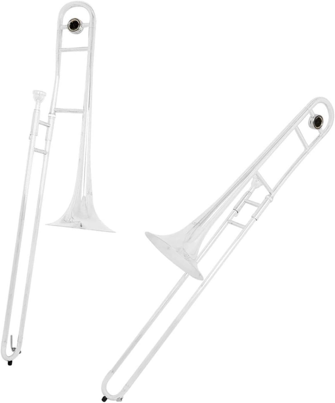 Adult Trombone Instrument Bb Alto Slide Trombone For Beginners Brass Plated Instrument With Gloves Set(Silver set)