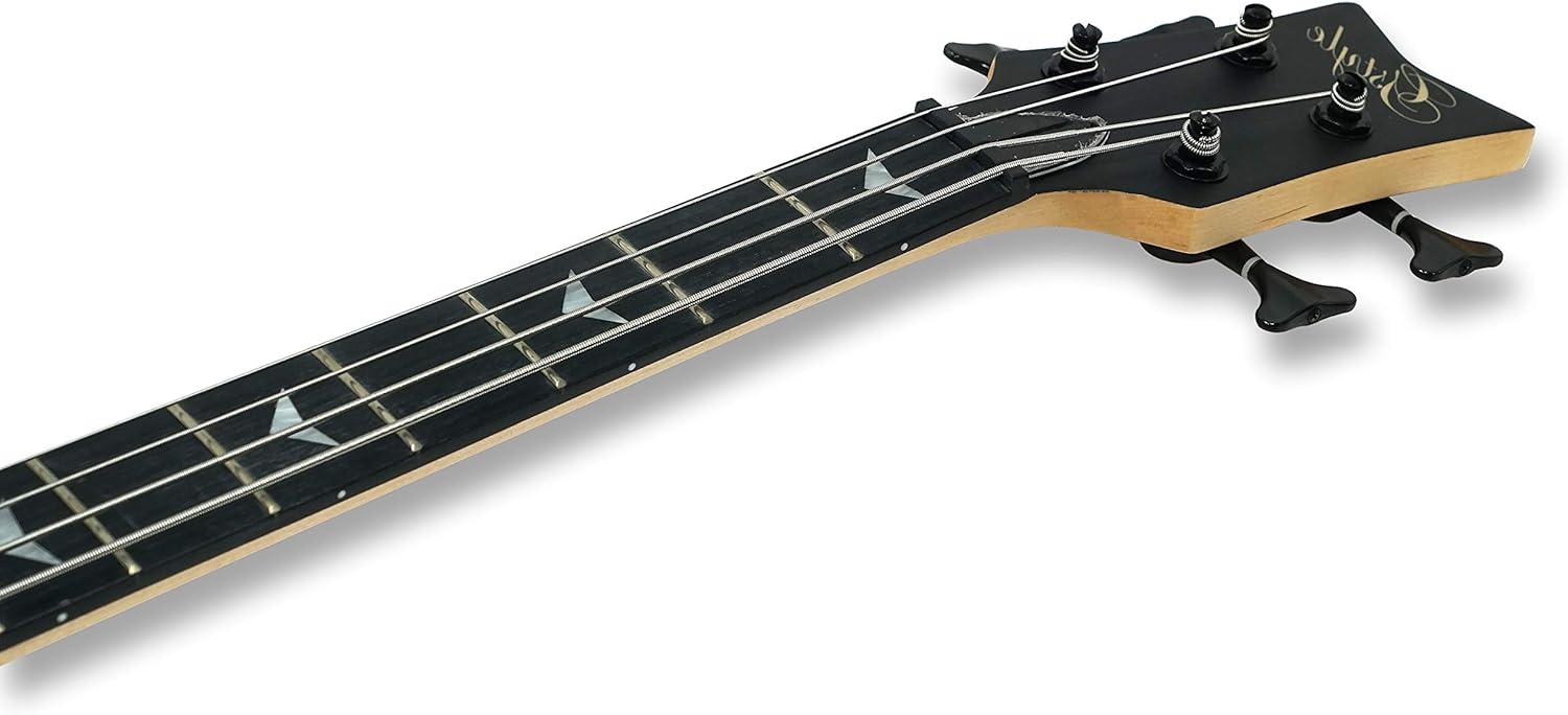 Tario Left-handed 4 String Black Electric Bass, Bolt-on Maple Neck, Poplar Body