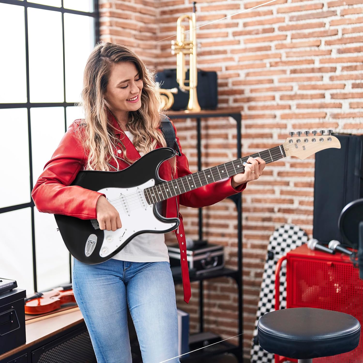 39 Inch Full Size Electric Guitar Beginner Starter Kit with 10W Amplifier, Bag, Strap, Strings, Tuner, Cable, Picks, Black