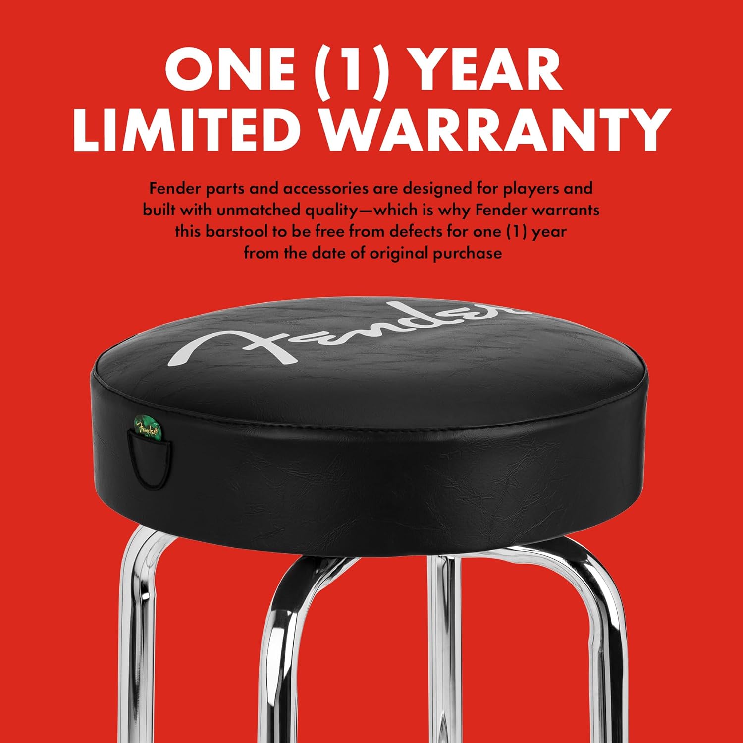 Fender Spaghetti Logo Swivel Barstool with Guitar Picks Pouch, Great Gifts for Dad, with 1 Year Limited Warranty, Simple Assembly, Black/Black, 30