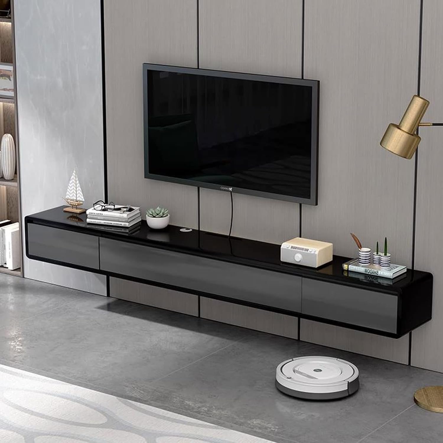 Wall Shelf Floating Shelf Wall Mounted TV Cabinet Set-top Box Router Sky Box CD DVD Photo Jewellery Storage Cabinet TV Stands Multimedia Console Display Shelf Wall Mount Corner Shelves Black