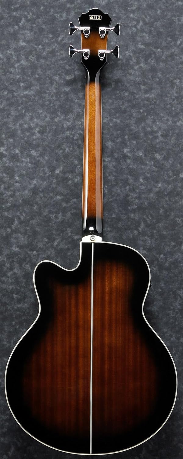 Ibanez AEB10E Acoustic-Electric Bass Guitar - Dark Violin Sunburst Bundle with Gig Bag, Tuner, Strap, Instrument Cable, Austin Bazaar Instructional DVD, and Polishing Cloth