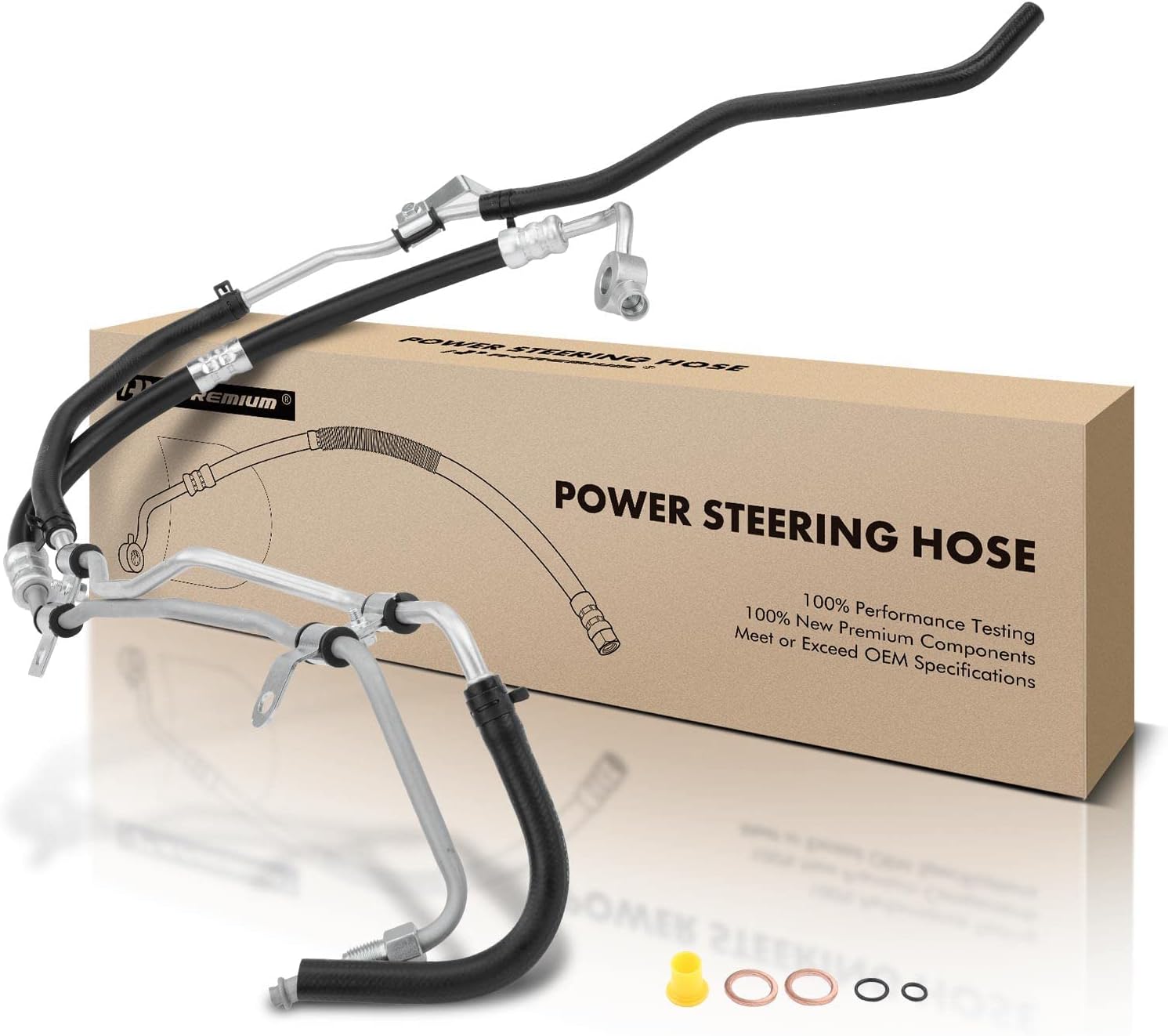 A-Premium Power Steering Pressure and Return Line Hose Assembly Compatible with Toyota FJ Cruiser 2010 2011 2012 2013 2014, 4.0L, GAS, with Bracket, O-ring & Washer