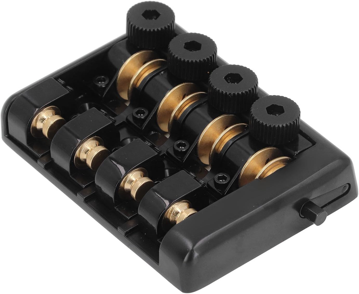 Bass Bridge Zinc Alloy 4 String Headless Electric Bass Bridge Replacement with String Lock (Black)