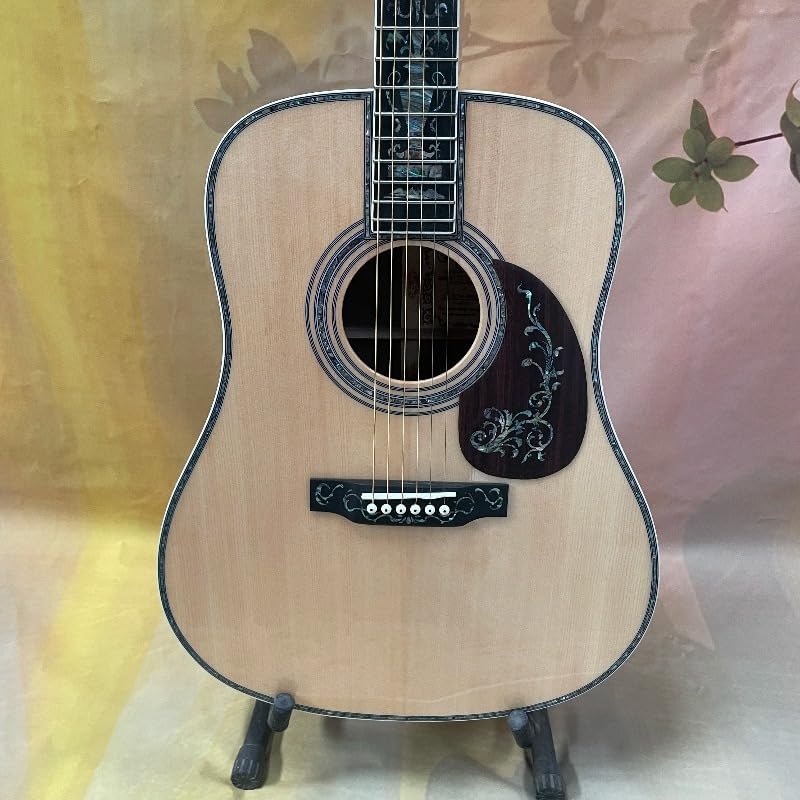 Acoustic Electric Guitar 6-String Full-Size Dreadnought with Ebony Fretboard & Flower Inlay – Custom Wood Body Acoustic-Electric Guitar for Stage, Recording & Home Practice