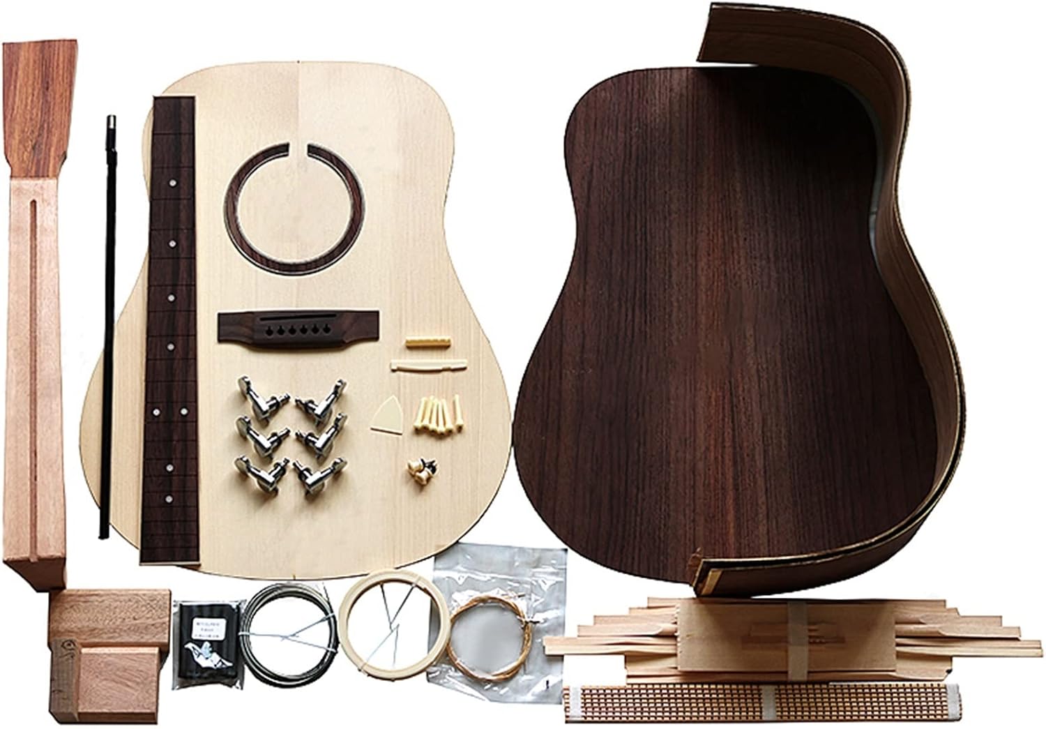 Folk Guitar Face Single Material 2A Spruce Face Single Rosewood Bottom Side Guitar Full Set of Accessories Material Combination DIY Guitar Kit