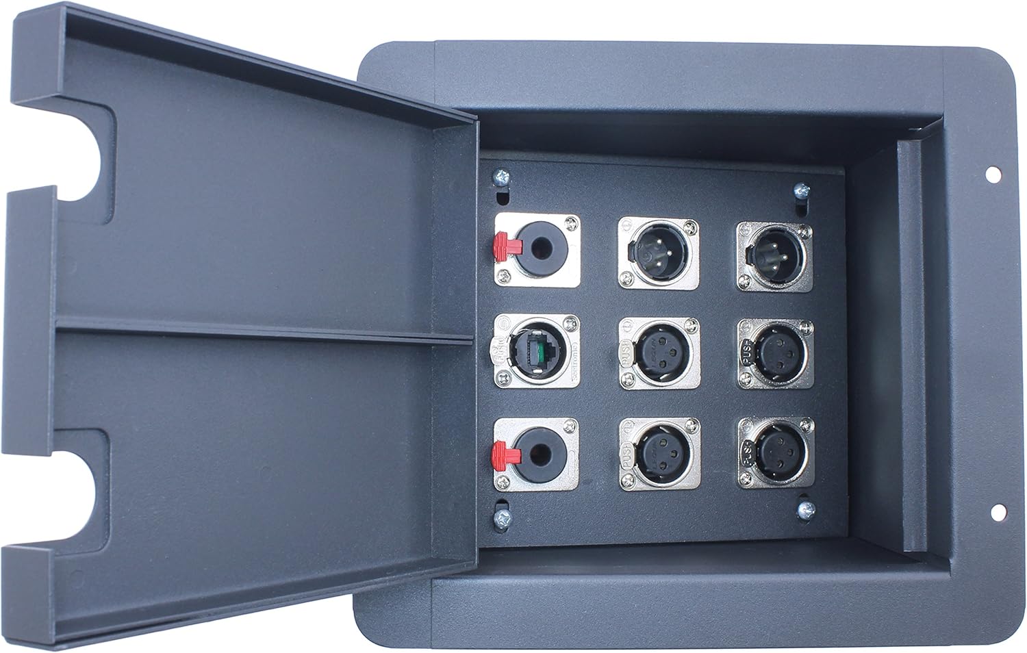 Recessed Floor Stage Box: 4 XLR Female, 2 XLR Male, 2 1/4