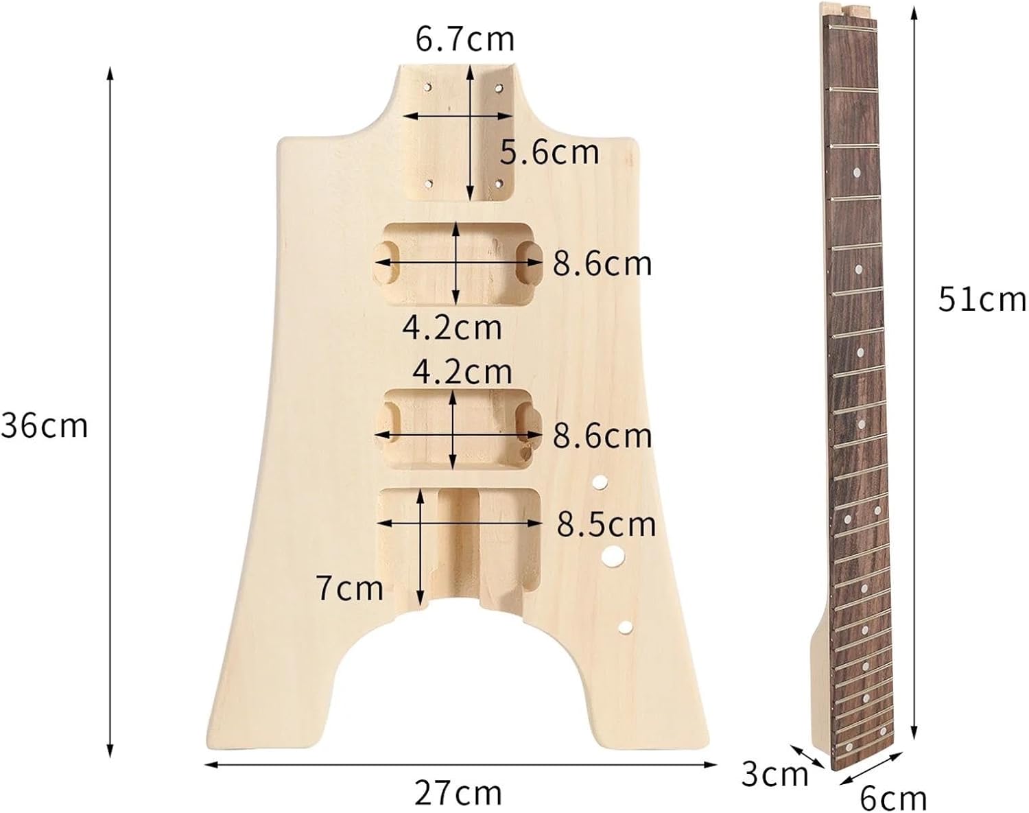 Guitar Body Guitar Replacement Parts DIY Unfinished Electric Guitar Kit Wooden Guitar Body Replacement 2 Double Line Circles Maple Neck