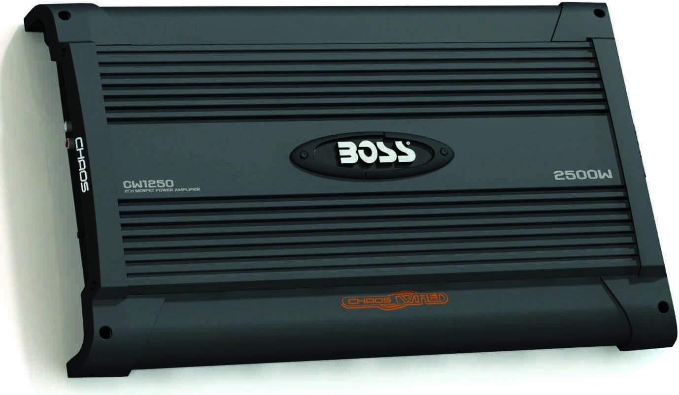 BOSS Audio Systems CW1250 Chaos Wired 2500 Watt 2-Channel Mosfet Power Amplifier with Subwoofer Level Control
